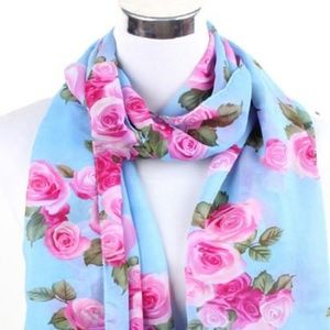 THELMA ROSE PATTERN INFINITY SCARF (AQUAMARINE)